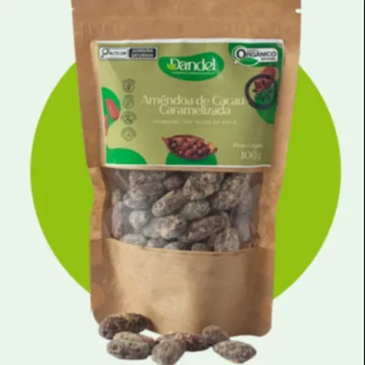 Amêndoa de Cacau Caramelizada (pacote de 100g)